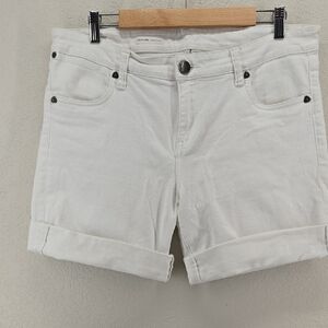 Kut from the Kloth White Rolled Hem Denim Shorts Size 12